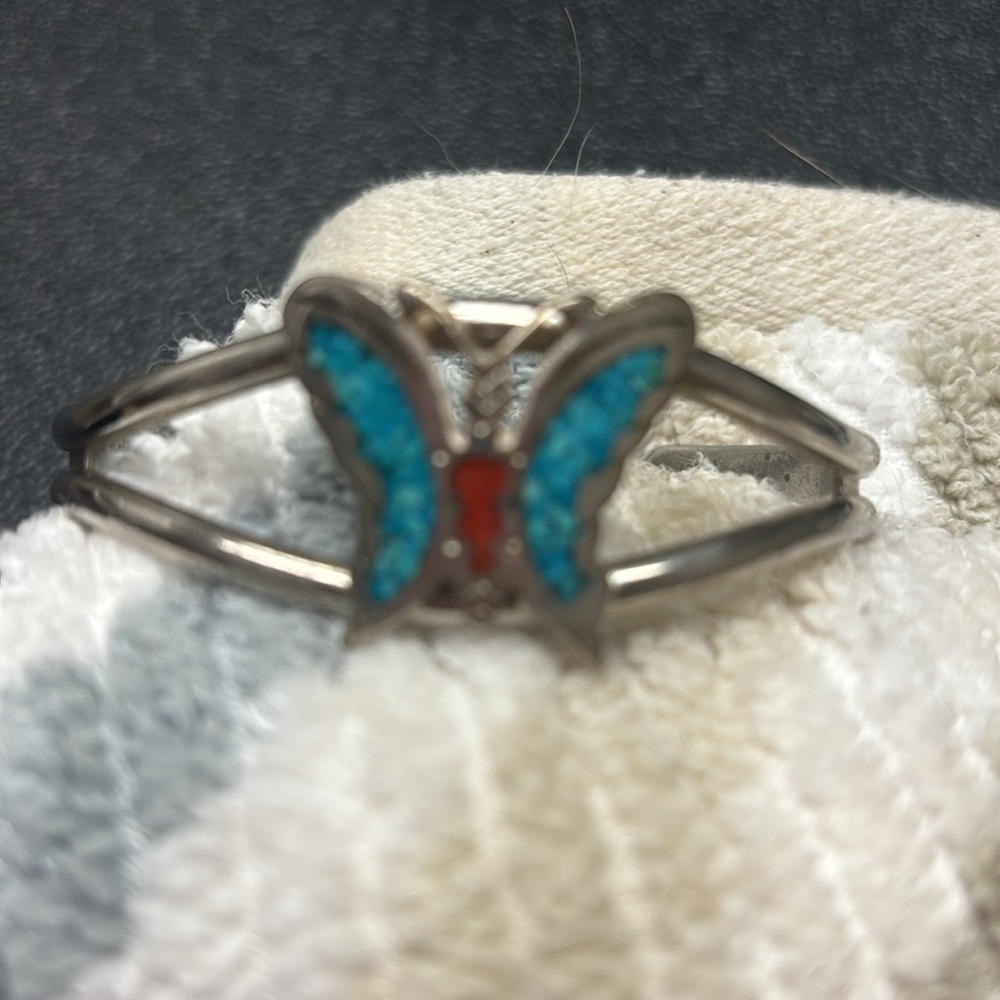 Silver turquoise butterfly bracelet - Picture 2 of 2